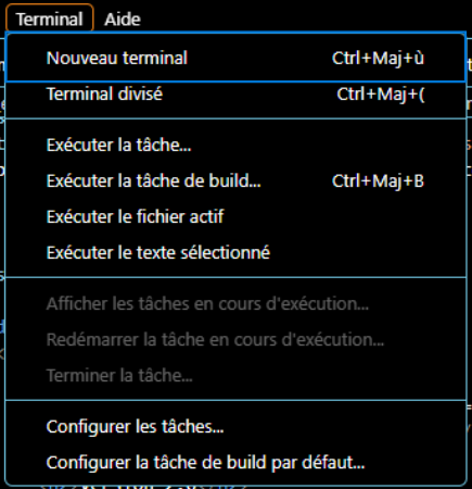 Image expliquant l'ouverture du terminal
